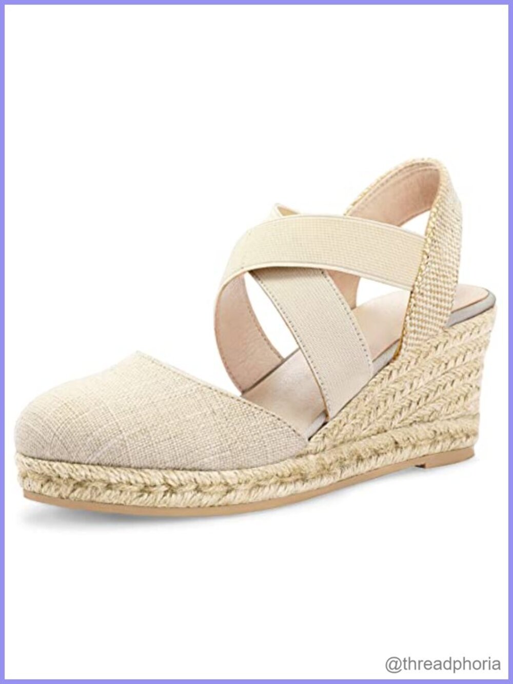 Women's Closed Toe Espadrille Wedge Sandals Criss Cross Elastic Ankle Strap